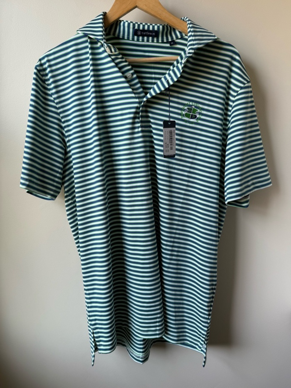 NWT TURTLESON Darcy Striped Performance Polo Golf Country Club Preppy Stretch M
